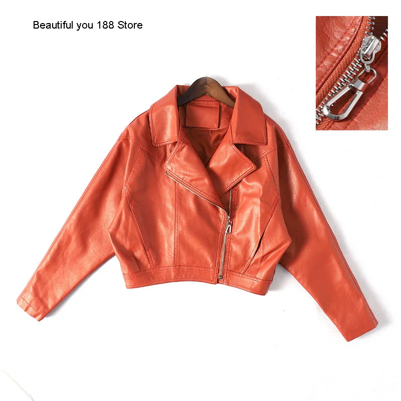 

Женские однотонные ботинки высокого класса Длинные рукава из искусственной кожи Удобные персонализированные кожаная куртка