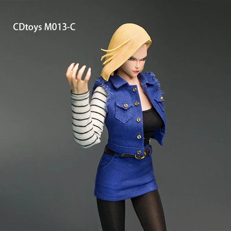 

cdtoys m013 1/6 Android 18 Vest Skirt Set Female Soldier Clothes Fit 12'' Action Figure Body Dolls