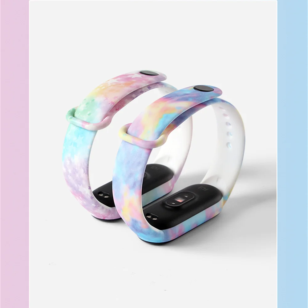 Сменный ремешок для Xiaomi Mi Band 5 4 3 звездное небо Цветной силиконовый Amazfit |