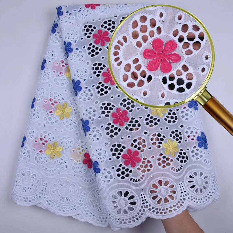 Африканская нигерийская ажурная кружевная ткань Высококачественная хлопковая с