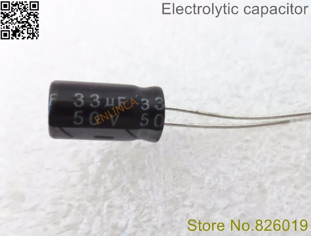 Алюминиевый электролитический конденсатор 50 в 33 мкФ 6*12 20%|capacitor 33uf|electrolytic