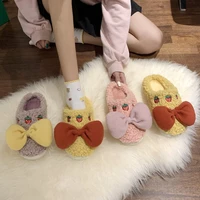 autumn winter new ladies cotton slippers simple bow comfortable cotton slippers women flat slippers women furry slippers women