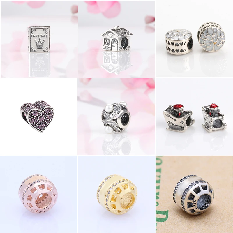 

Family tree Christmas Sleigh Crystal Beads For Original Pandora Charms Women Bracelets & Bangles 925 Sterling Silver Jewelry