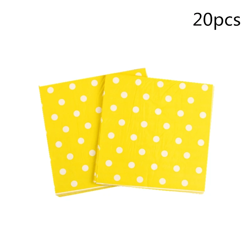 20PCS Посуда на день рождения, спрос среди детей, украшение, розовая посуда, детский душ, синий/красный горошек, тематические принадлежности для бумажных табло, 10 шт/партия - Цвет: 20PCS