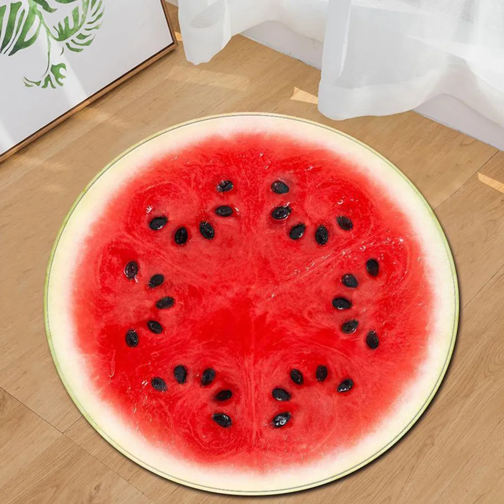 Коврик для ног гостиной 60 см модный имитация фруктов Круглый фланелевый ванной