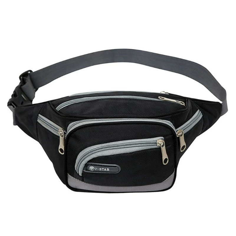

Women Men Fashion Multi-functional Sports Fanny Pack 6 Zipper Pockets Waist Bag