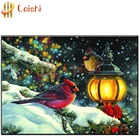 Алмазная 5D картина сделай сам, картина с изображением снежной сцены и птицы, полноразмерная, круглая, вышивка крестиком, икона 5D, подарок, мозаика для домашнего декора