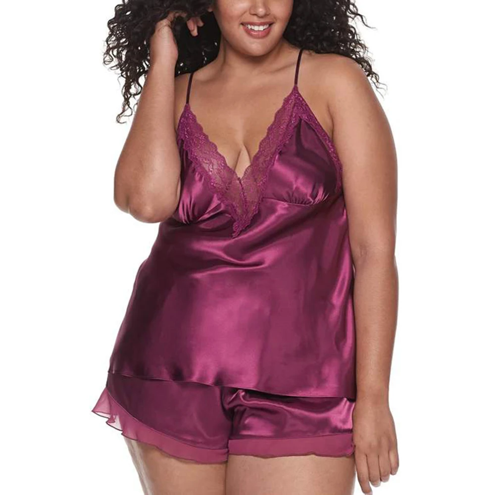 Женское нижнее белье размера плюс комплект одежды для сна без рукавов
