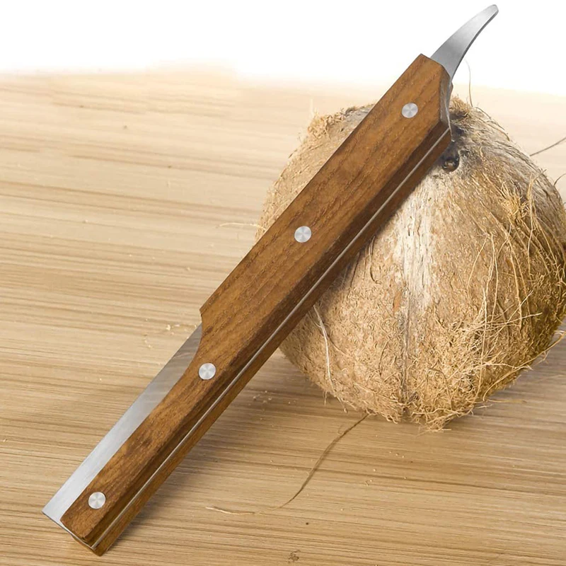 Креативный кокосовый резак двухсторонний с деревянной ручкой инструмент для
