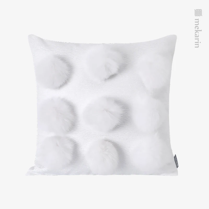 

White fur ball pillow children's room light luxury living room bedroom sofa cushion hotel restaurant winery seat pillow