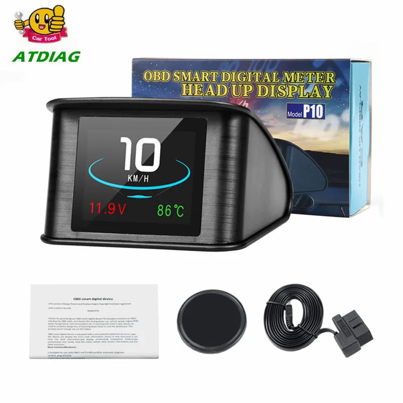 Дисплей на борту автомобиля P10 цифровой OBD2 прибор для измерения пробега и
