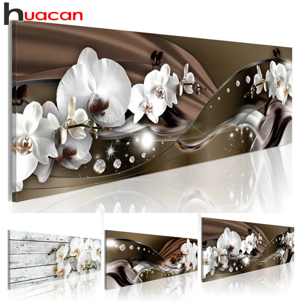 Квадратная Алмазная картина Huacan вышивка с орхидеями мозаика цветами домашний