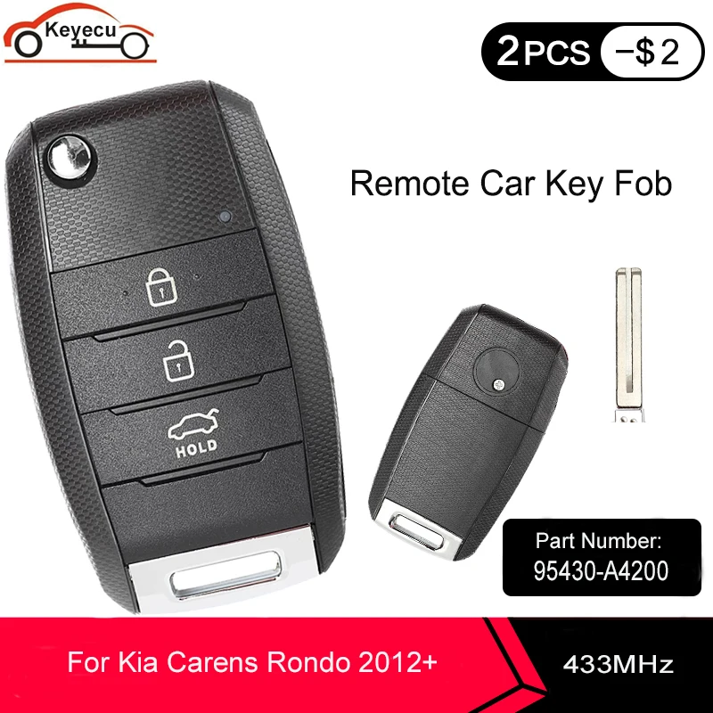 KEYECU обновлен Флип складной 3 кнопки дистанционный ключ брелок от машины 433 МГц ID60