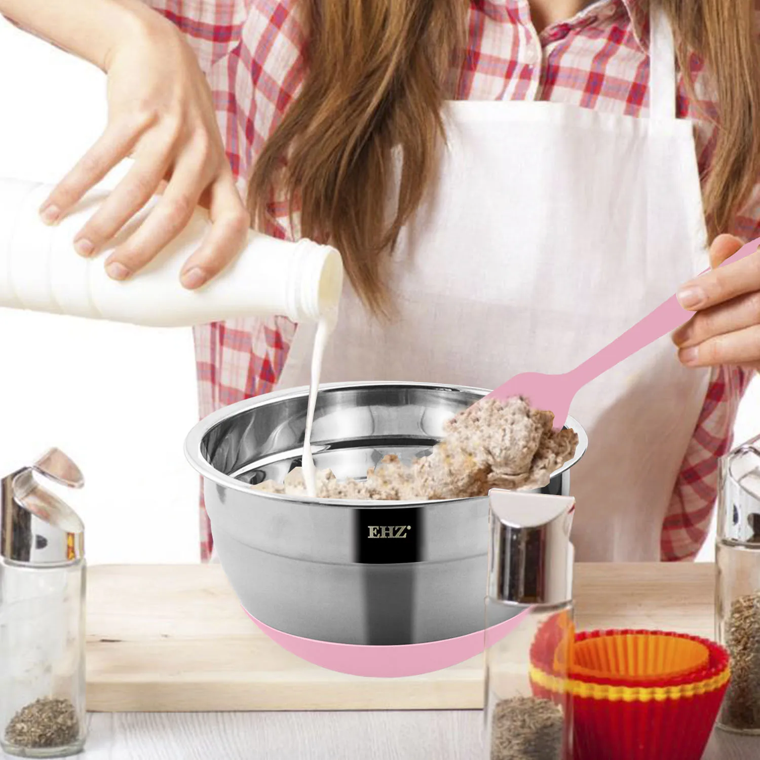 Миска EHZ для смешивания салата из нержавеющей стали набор 7 шт. с крышкой