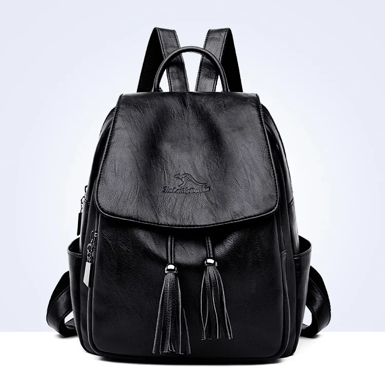 Модный женский рюкзак Mochilas из овечьей кожи с кисточками, Женская дорожная сумка, рюкзаки, школьные рюкзаки для девочек-подростков