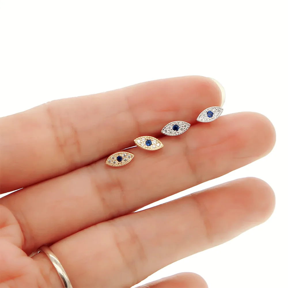 2021 Прямая доставка 925 стерлингового серебра Лаки сглаза шарм серьги-гвоздики