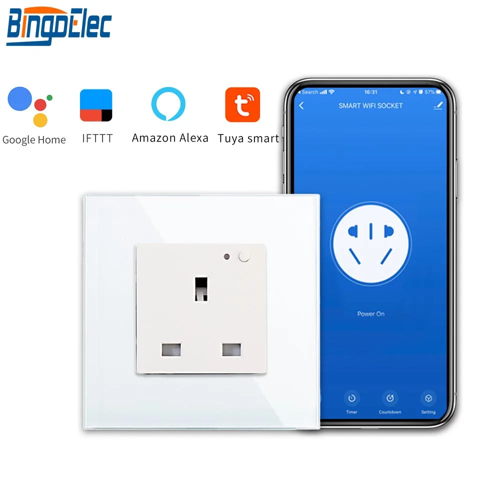 Настенная смарт розетка Bingoelec Wi Fi UK13A 86 х86 мм 220 В|Электрические розетки| |