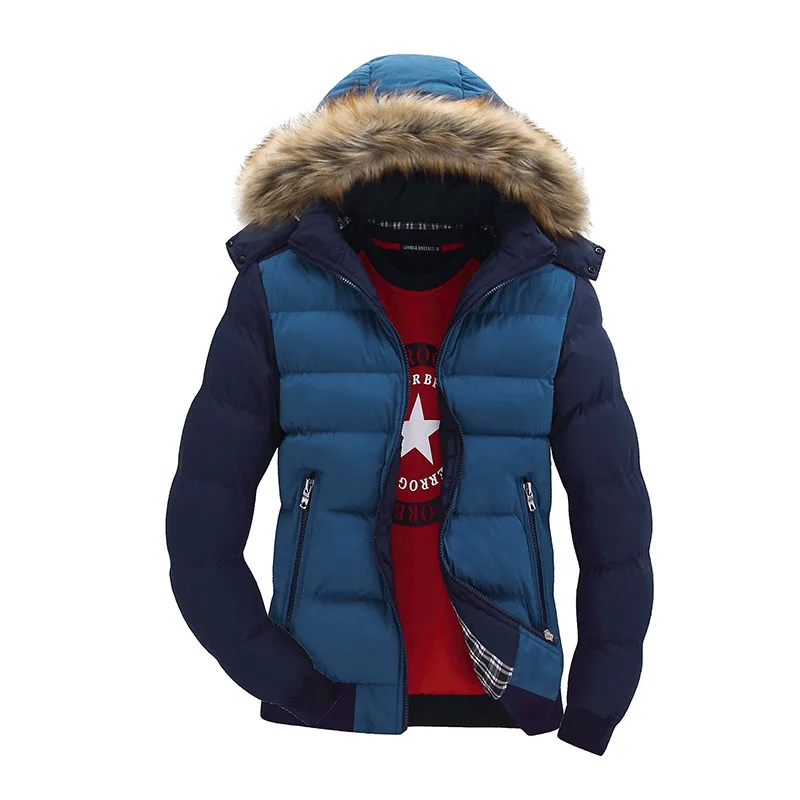 

Men's Winter Jackets Thick Hooded Fur Collar Parka Men Coats Casual Padded Mens Jacket Male Clothing Winter Padded Coat