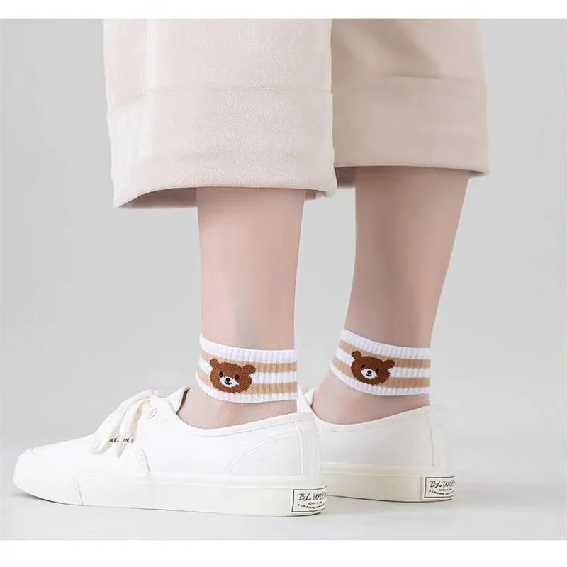 Носки женские прозрачные из стекла и шелка 5 пар/комплект | Женская одежда