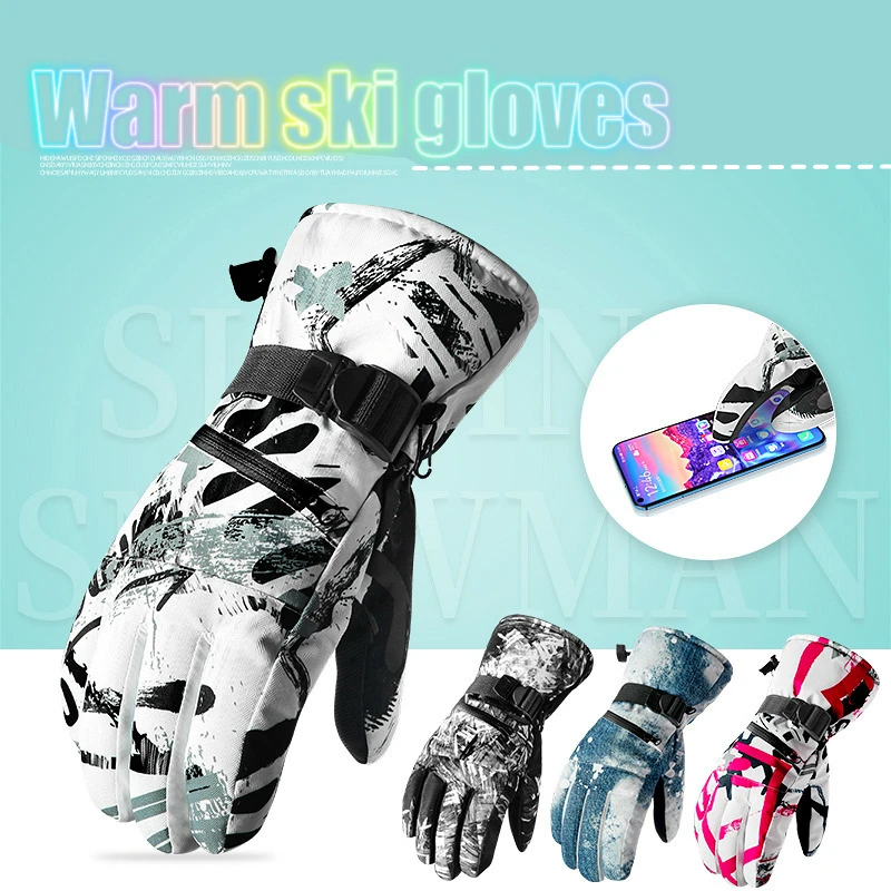 

Ski Gloves Men Winter Windproof Snowboard Gloves Women Thermal Fleece Warmer Gloves Waterproof Touch Screen Skating Gloves