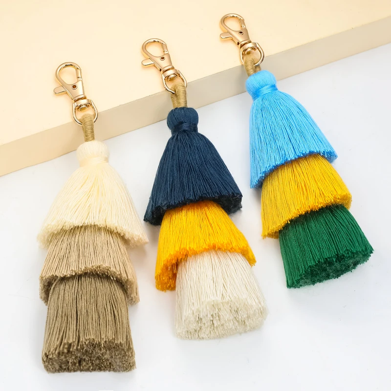 

Tassel DIY multi-color combination zinc alloy keychain fashion ladies gift pendant bag decoration accessories two sizes
