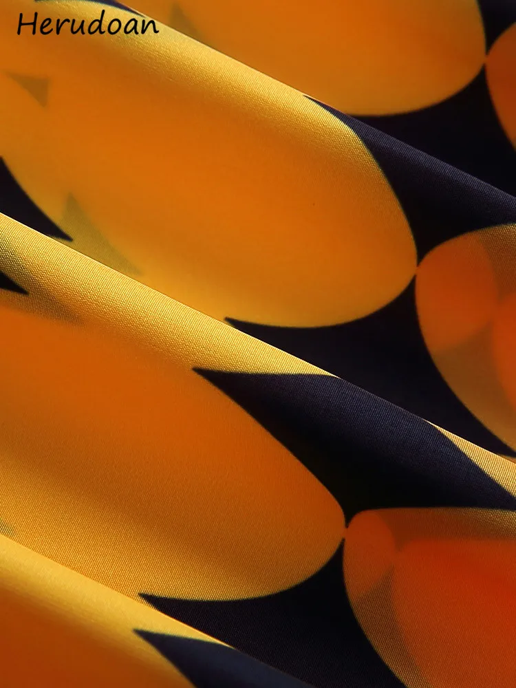 

Herudoan Fashion Designer Autumn Dress Women Elegant Batwing sleeve Polka Dot Printing Vintage Loose Midi Dress Vestidos