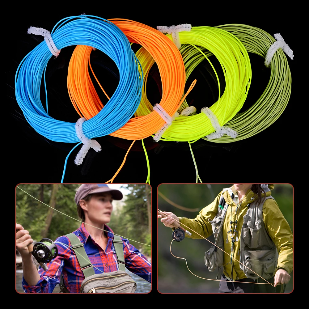 

100FT Weight Forward Floating Fly Fishing Line WF-2F/3F/4F/5F/6F/7F/8F Fly Line Moss Green/Orange/FluoYellow /Teal Color