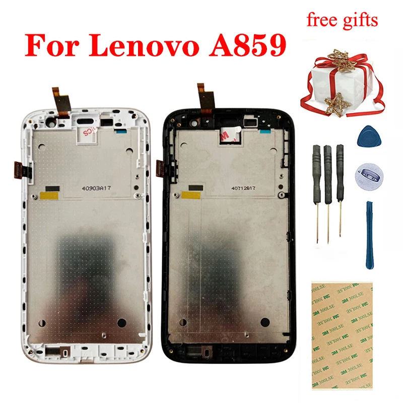 

For Lenovo A859 Touch Screen Digitizer Sensor Panel Glass A859 LCD Display Monitor Screen Panel Module Assembly with Frame