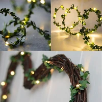 2m outdoor wedding decoration led leaf twine fairy string lights with battery operate for rustic holiday party event supplies