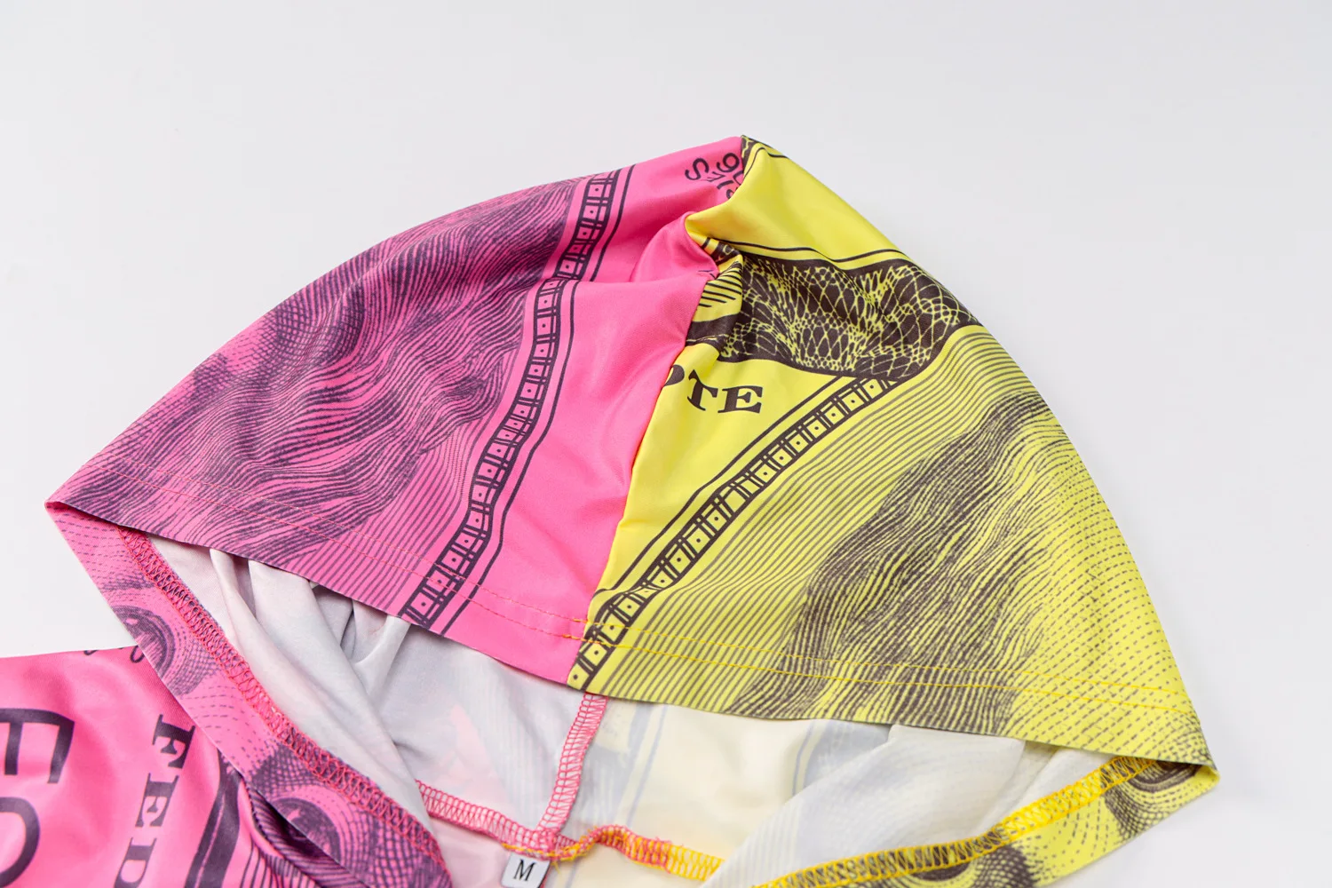 

Sexy Dollar Print Bodycon Jumpsuit Women Long Sleeve Yinyang Yellow Pink Skinny Playsuit V Neck Club Overall Zip Hooded Outfit