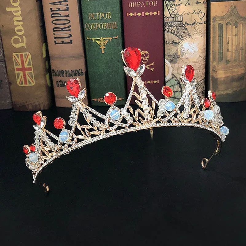 Свадебные украшения для невесты ручной работы сверкающий золотой цвет красная