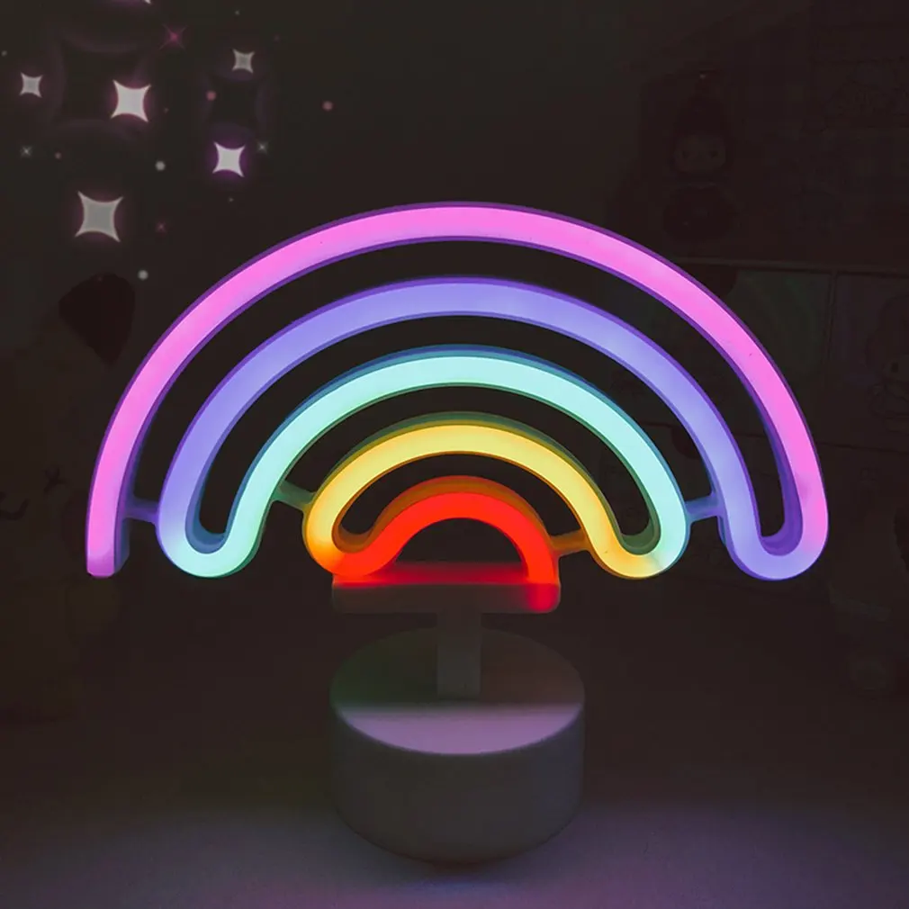 

New 2021 Rainbow Shape Night Light Battery USB Dual Purpose Layout Photo Props Decoration Birthday Gift Without Battery