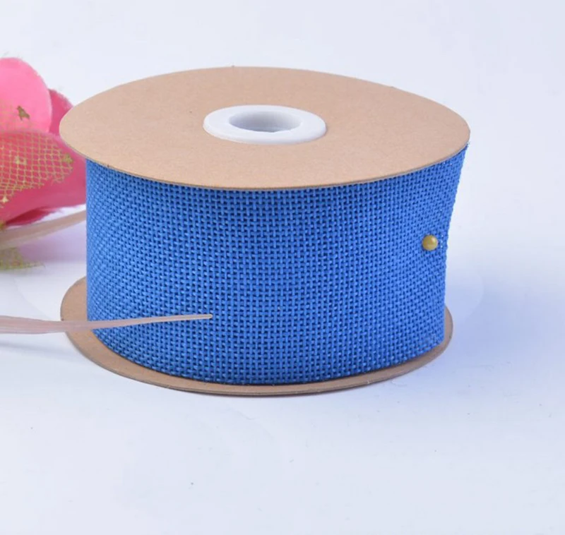 Синий 10 метров/рулон ручной работы DIY ленты Рождественские украшения ткань из конопли цветной Плетеный Лен рулоны одежды Свадебные аксессуары - Цвет: Синий