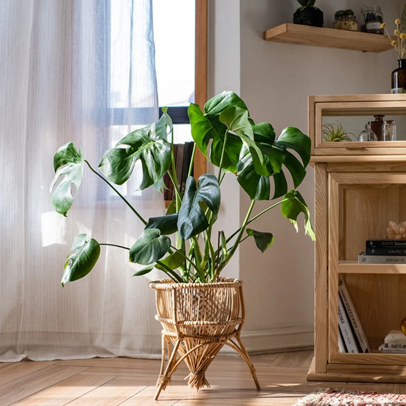 

Natural Rattan Plant Stand for Indoor Outdoor Flower Pots Basket Display Decor