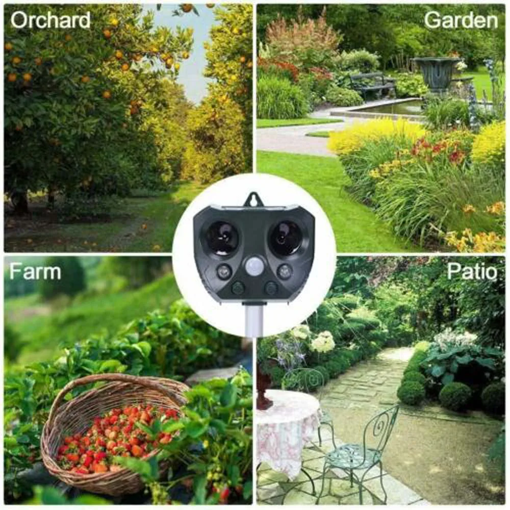 

Ultrasonic Dog Repeller Cat Dispeller Rat Repellents Waterproof Solar Repellent Pigeon Scarer Mole Deterrent for Outdoor Garden