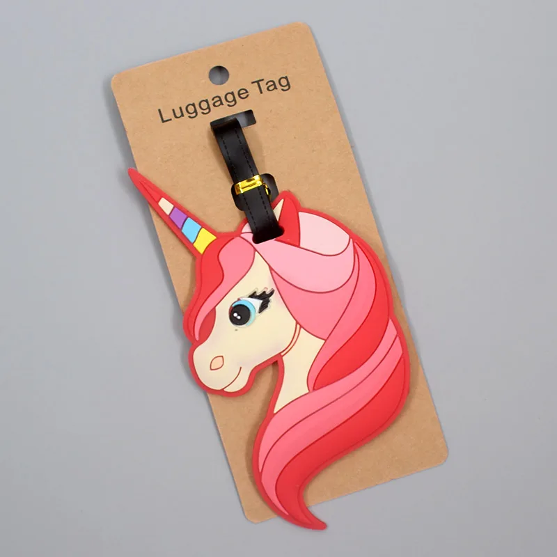 Travel Accessories Cute Unicorns Animals Luggage Tag Silica Gel Suitcase ID Addres Holder Baggage Boarding Tag Portable Label images - 6