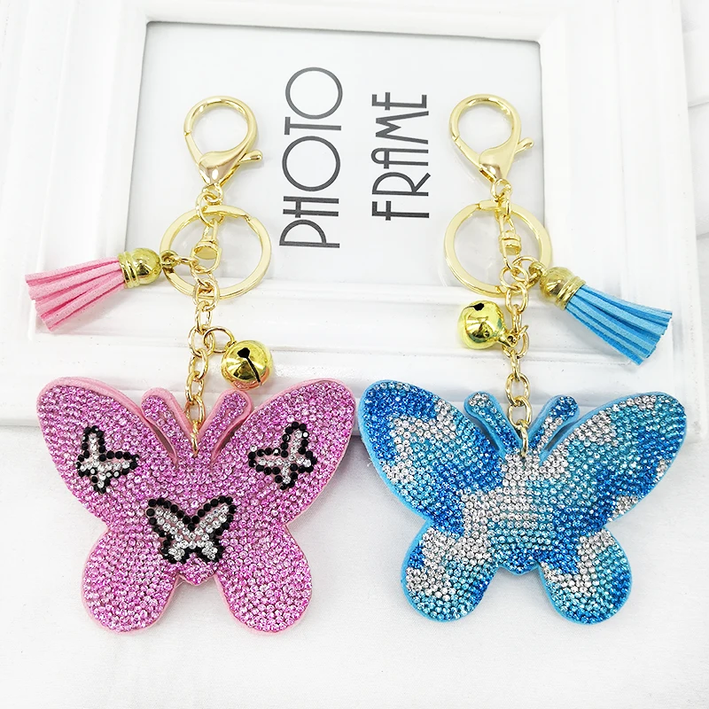 Трендовый корейский брелок с бархатной подвеской в виде бабочки насекомого