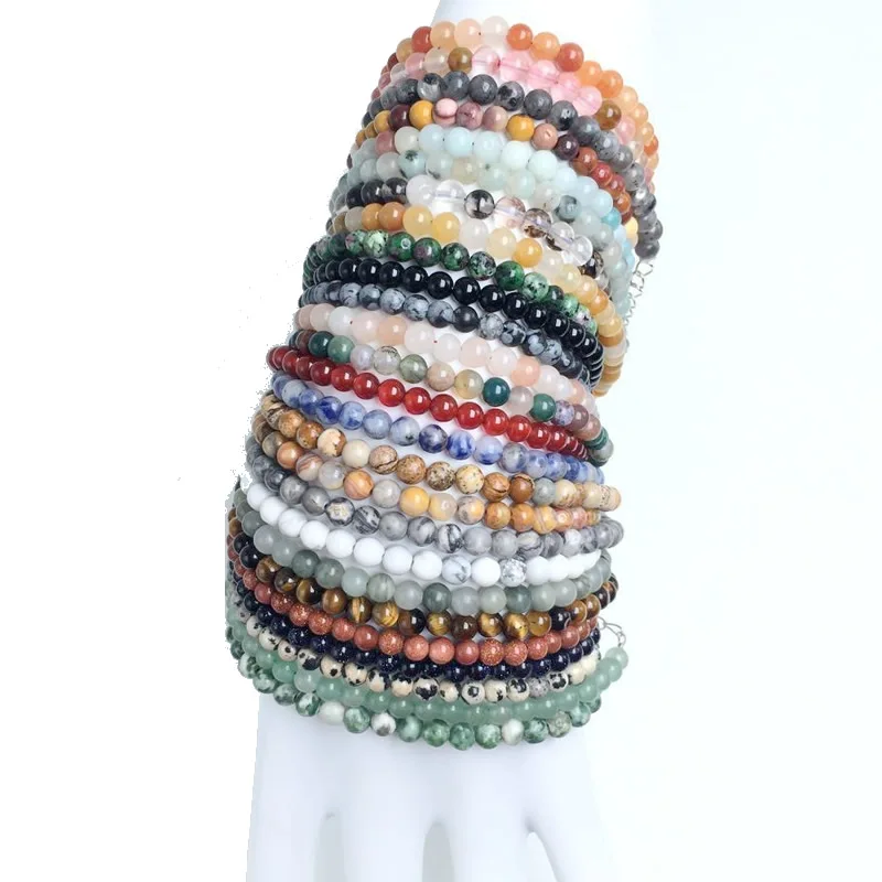 4 мм бусины чакры энергетический браслет натуральный круглый камень агат содалит