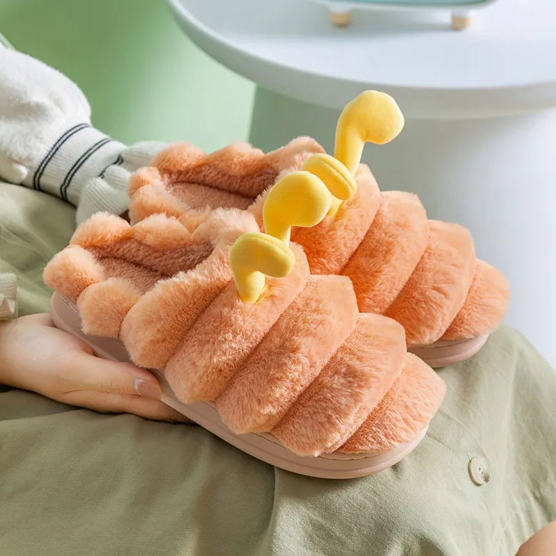 

Women's Slippers Plush Warm Home Flat Slippers Lightweight Soft Comfortable Winter Slippers Female Cotton Shoes Plush Slippers