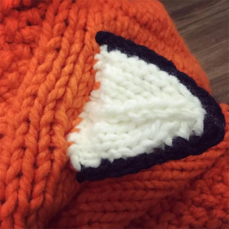 Winter Children Caps Cartoon Fox Knitted Hats For Girls Shawl Baby Photography Props Warm Neck Wrap Kitten Scarf Boys | Детская одежда