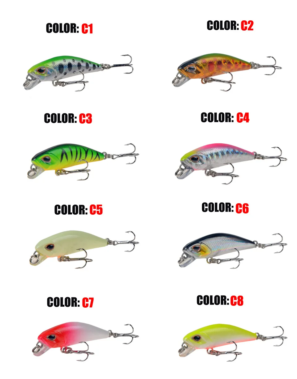 

1pcs 4.5cm 3.4g Minnow Fishing Lure Mini Fish Ice Swimbait Crank Japan Fishing Tackle Pesca Bass Trout Lures Hard Bait