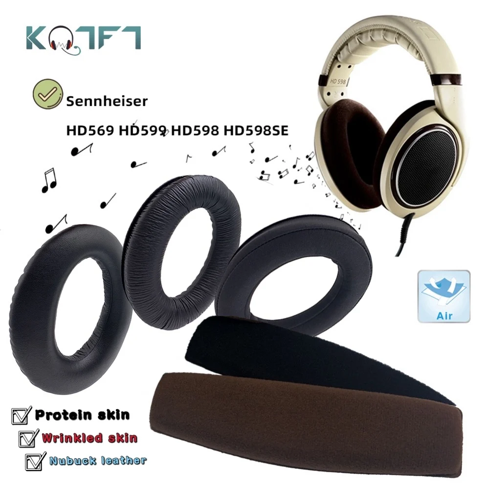 

KQTFT Replacement EarPads Headband for Sennheiser HD569 HD599 HD598 HD598SE Universal Bumper Earmuff Cover Cushion