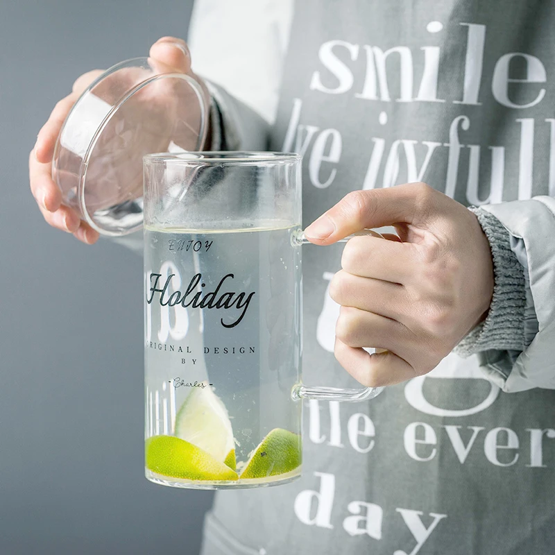 700 мл большая емкость однослойное стекло с ручкой чашка для сока крышкой чая