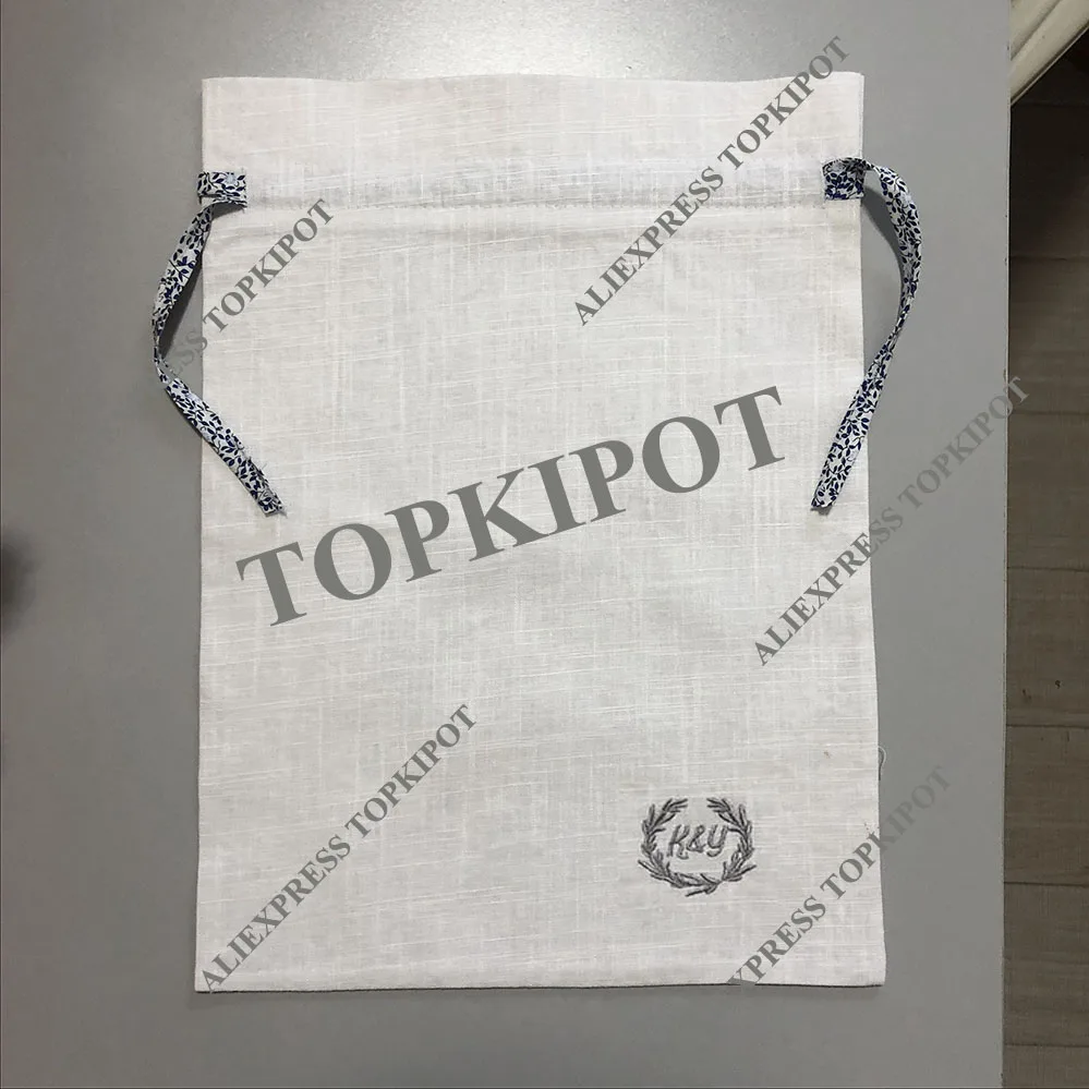 Белые льняные свадебные мешки с шнурами LIBERTY для хлебных покрытий