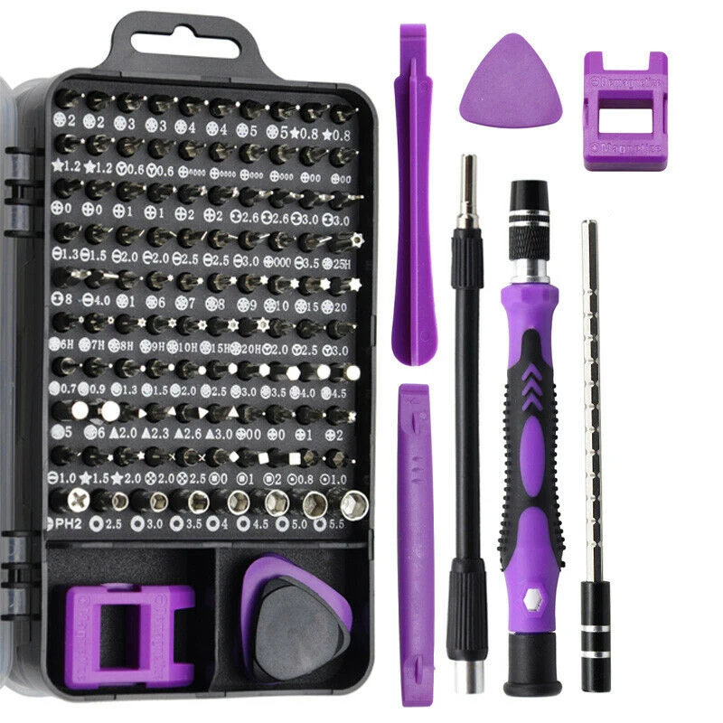 

135 In1 Screwdriver netic Tools Sets for Mobile Phone Tablet Computer Eyegles Repair DIY Tool Kit (Black & Purple)