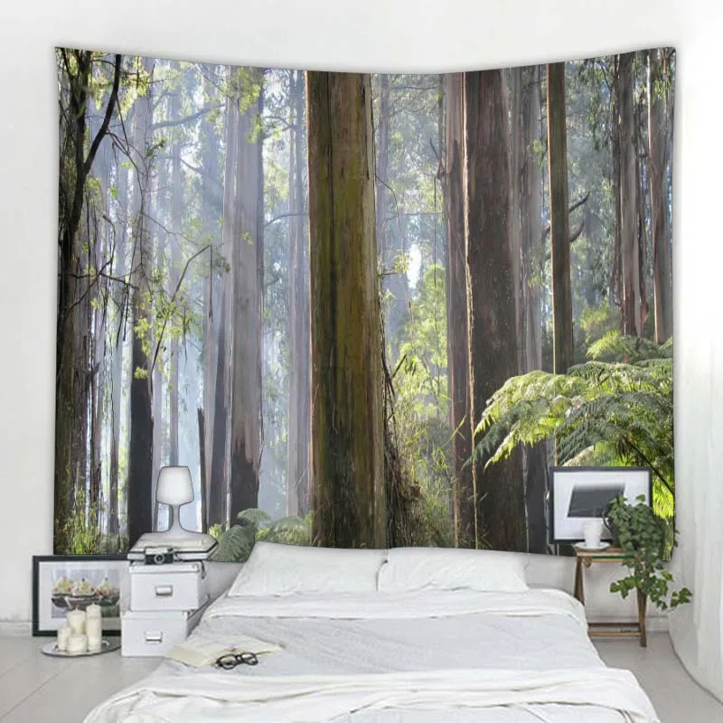 

Beautiful Natural Forest Print Large Tapestry Landscape Wall Hanging Boho Hippie Mandala Wall Art Decor Aesthetic Room Decor