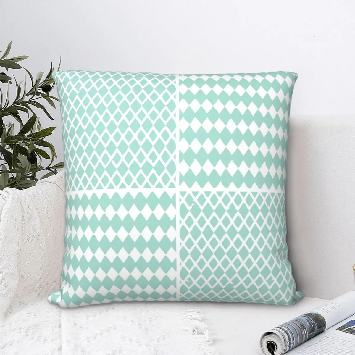 

Diamond Pattern Square Pillowcase Cushion Cover Spoof Home Decorative for Bed Simple 45*45cm