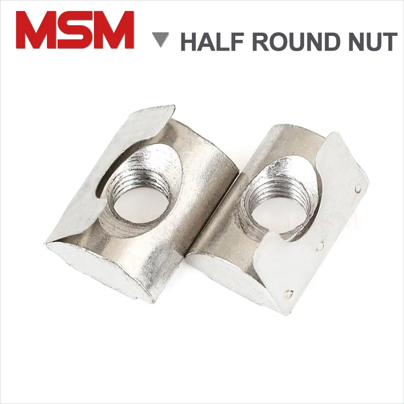 20/50/100PCS Zinc Plated Half Round Nut With Spring Sheet For Aluminium Extrusion Profile of 30/40/45 Series Press In Nuts - купить по