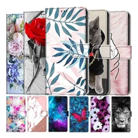 flower phone case with card slot wallet flip stand cover for huawei p10 lite p20 pro p30 p40 lite e p smart 2021 2020 2019 capa