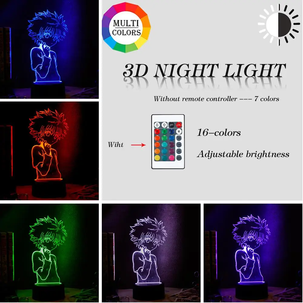 Anime Decor Table Lamp X Hunter LED Night Light with 16 Colors Remote Child Bedroom Desk Acrylic Cartoon Lampe | Лампы и освещение